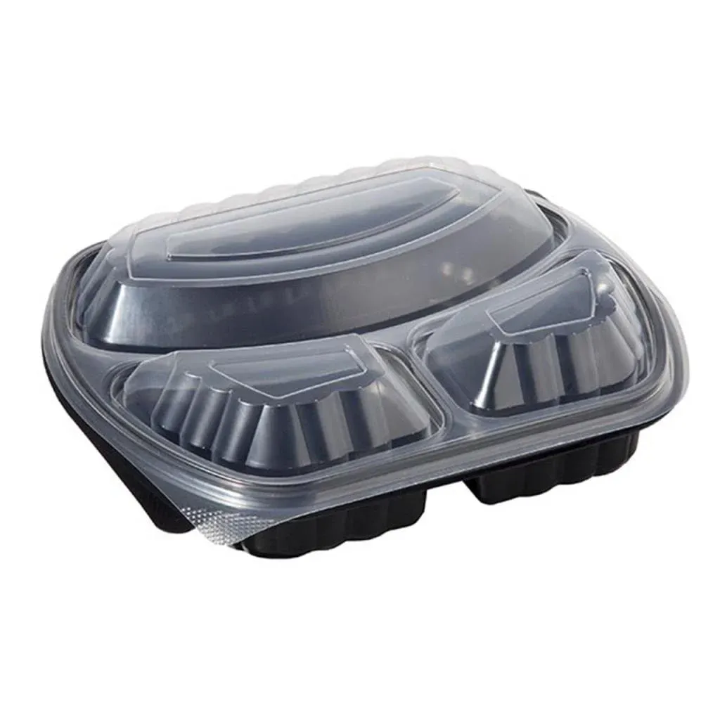 3 Bölmeli Mikrodalga Kap Kapaklı Siyah