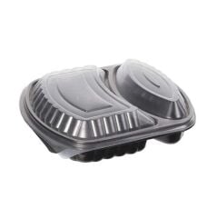 2 Bölmeli Mikrodalga Kap Kapaklı Siyah