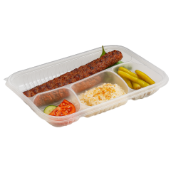 2 Bölmeli Kebap Kabı ve Kapak 100'lü